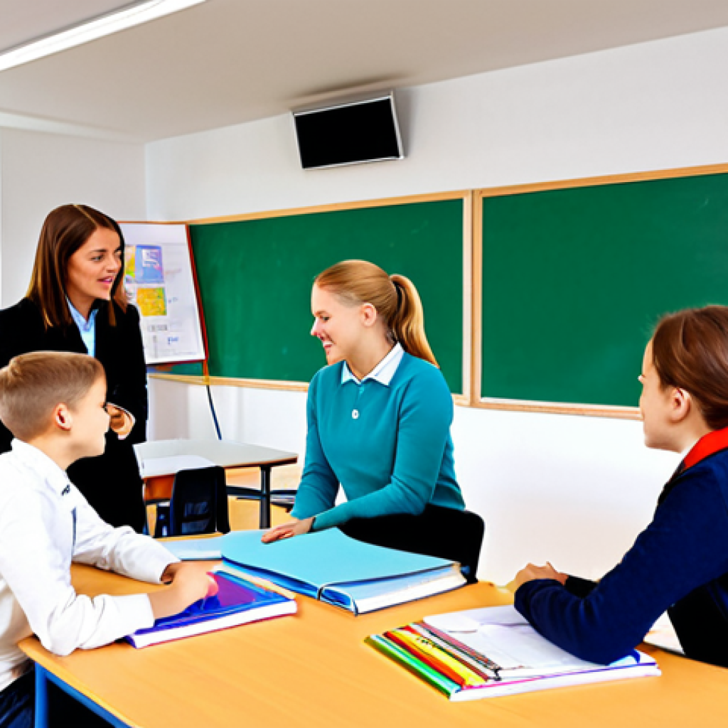 교사 교육철학 작성법 - Collaborative Learning Environment**

"A bright and modern German classroom with students working in...