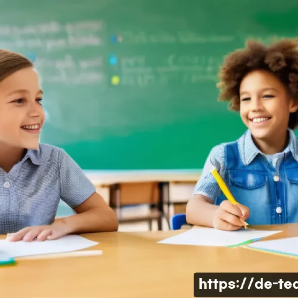 교사 학급 규칙 설정 요령 - A diverse group of German schoolchildren aged around 12-14 sitting in a bright, modern classroom, ac...